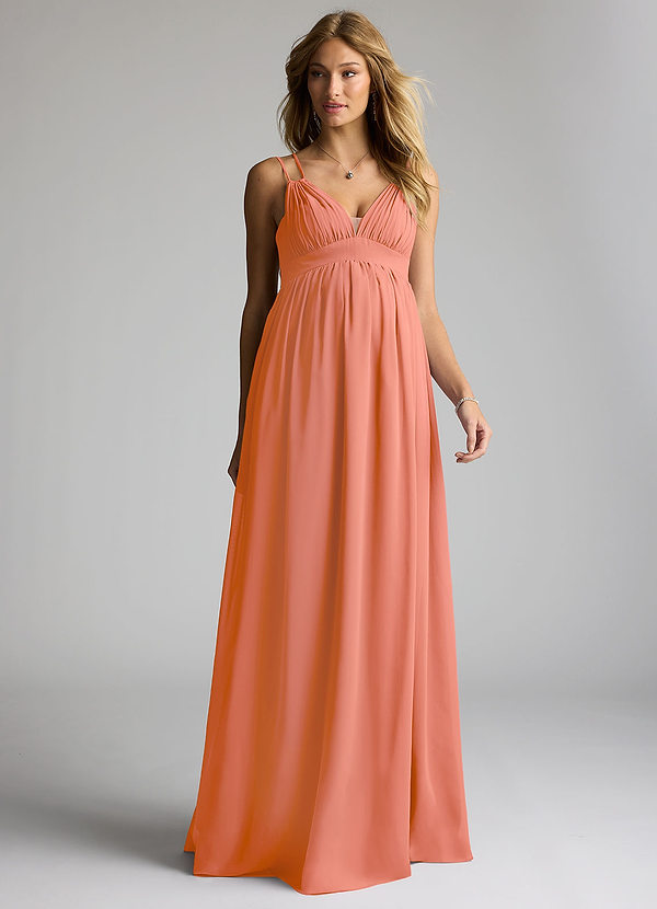 Azazie Emree Maternity Bridesmaid Dresses A-Line Chiffon Floor-Length Dress image1