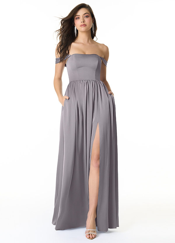 Azazie Morana Bridesmaid Dresses A-Line Convertible Stretch Satin Floor-Length Dress image1