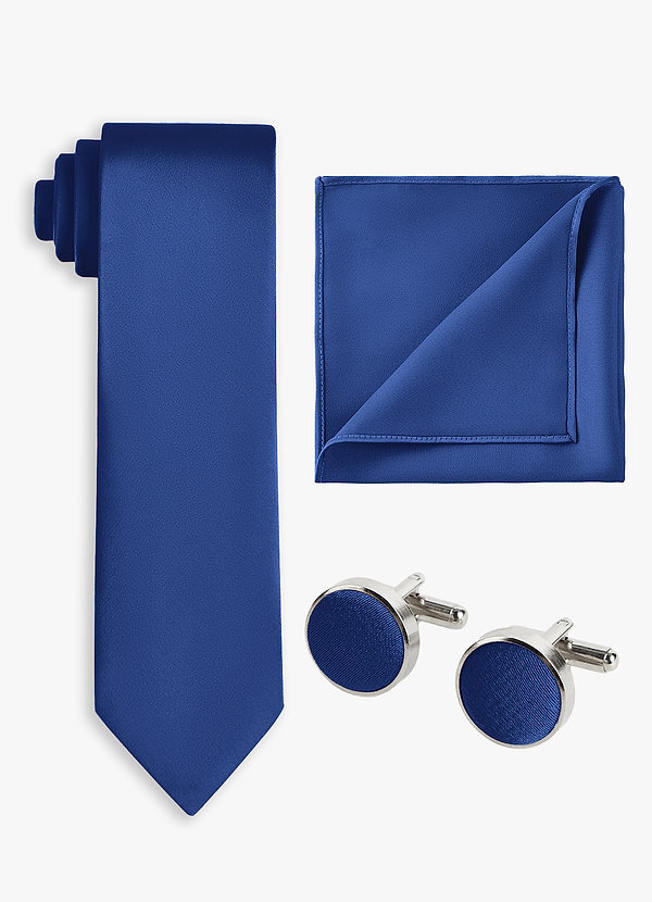 front Matching Color 3-Piece Stretch Satin Wide Tie Set