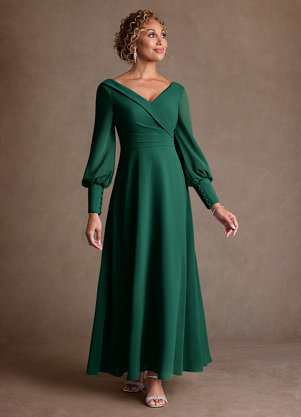 Azazie Paterson Suknie dla Matki Panny Młodej Linia A Pofałdowany Szyfon Długość kostki Sukienka image1