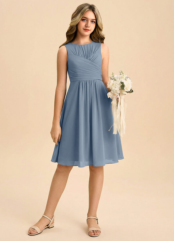 Azazie Skyla Junior Klä av A-Line i Chiffong Plisserad image1