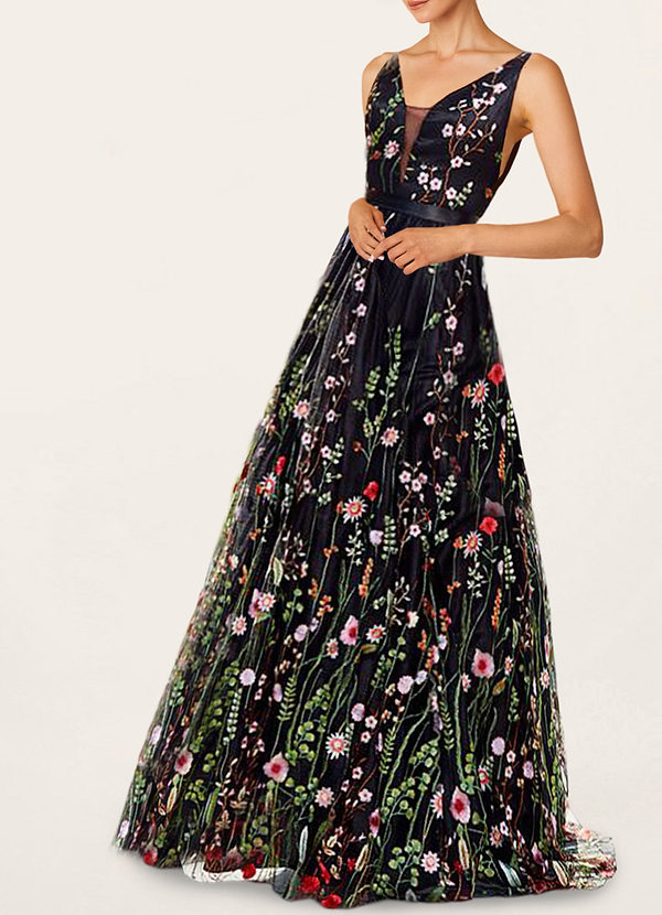 Black Forever Lovable Black Floral Embroidered Maxi Dress Dresses | Azazie