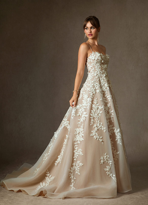 Azazie Alyson Abiti da Sposa Abito Principessa in Pizzo Diamante Bianco Nudo image1