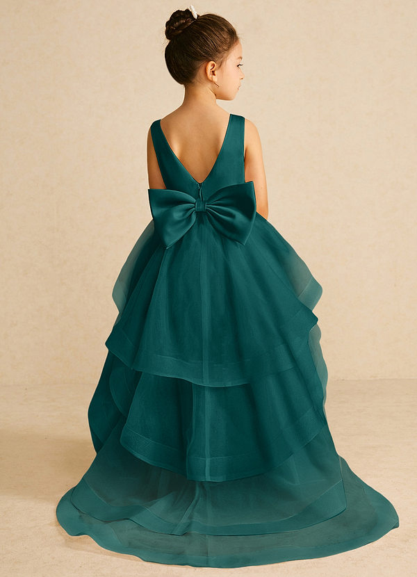 Azazie Pumpkin Flower Girl Dresses Peacock A-Line Convertible Tulle Dress image1