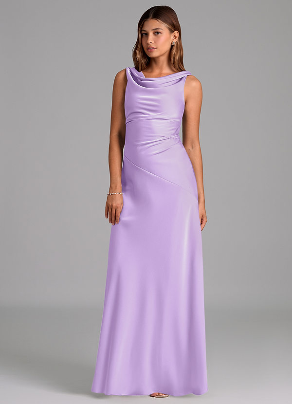Azazie Nerine Brudtärneklänningar Klä av A-Linje i Stretch Satin Plisserad Lila image1