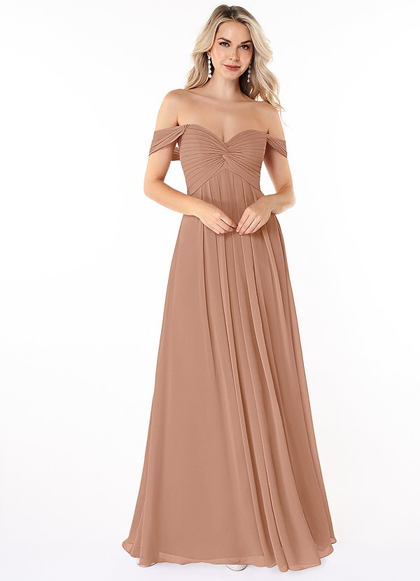Azazie Kaitlynn Bridesmaid Dresses Empire Convertible Ruched Chiffon Floor-Length Dress image1