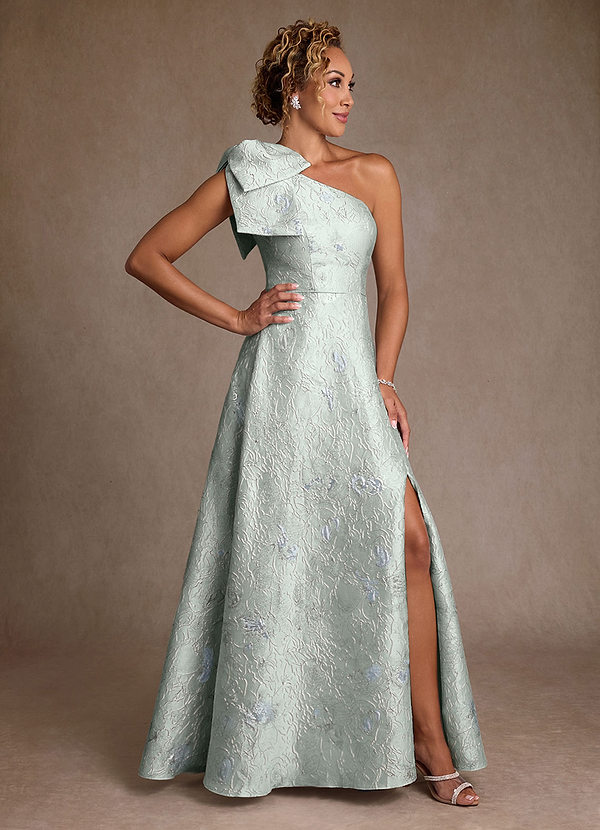 Azazie Margerie Robe Mère de la Mariée & du Marié Robe Trapèze en Jacquard Floral Ue épaule Jacquard D'agave image1