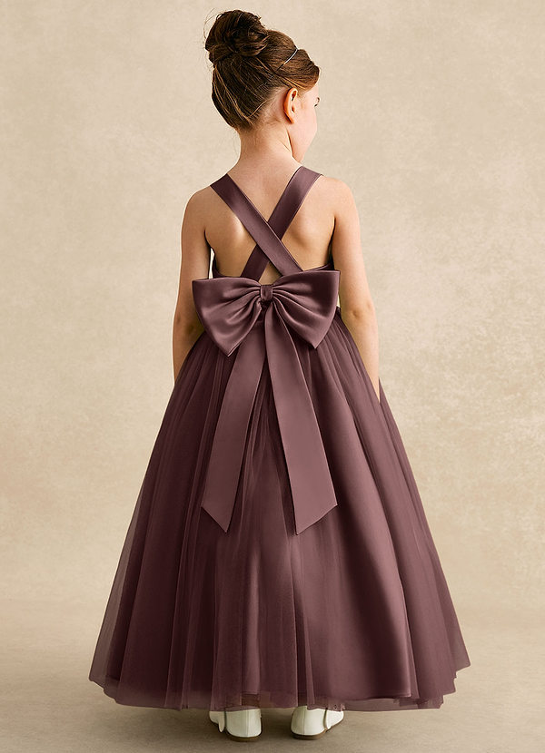 Azazie Peanut Vestidos de Niña de Flores Vestido de Expresado de Tul de Corte en A con Tirantes image1