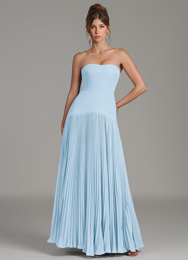 Azazie Yuliana Bridesmaid Dresses Sky Blue A-Line Strapless Chiffon Dress image1