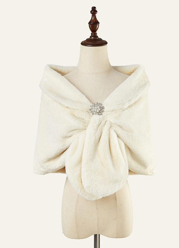 front Cape en fausse fourrure avec broche