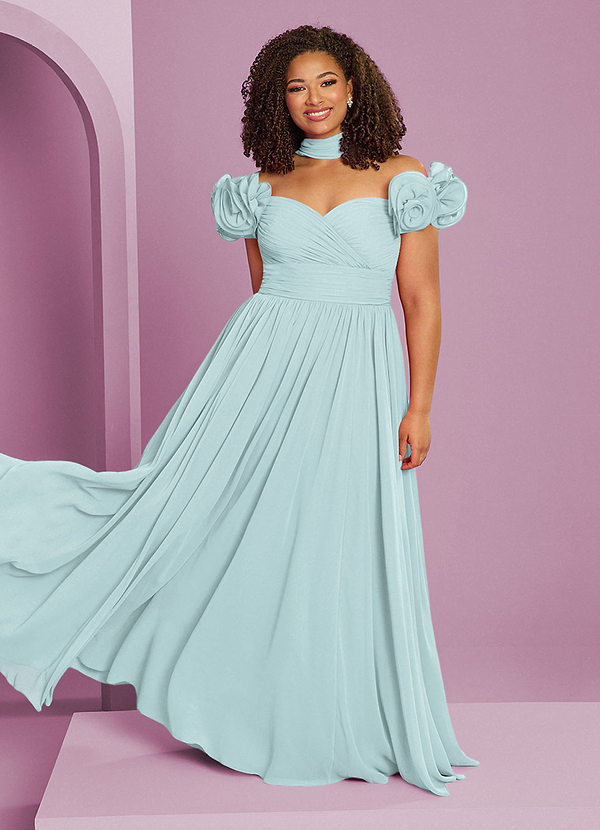 Barbie ♥ Azazie Bridesmaid Dresses Mist A-Line Off the Shoulder Chiffon Convertible Dress image1
