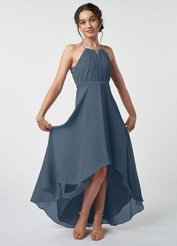 Azazie Oaklynn Junior Neptune A-Line Pleated Chiffon Dress image1