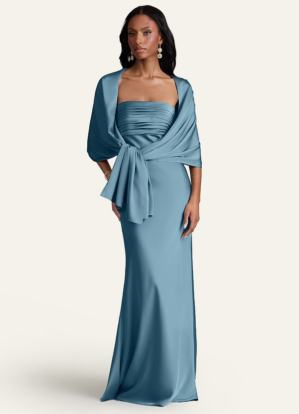 front Azazie 매칭 컬러 Aleena 스트레치 새틴 숄