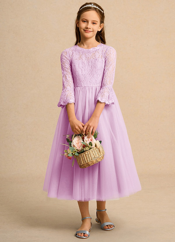 Azazie Lamb Girl Flower Girl Dresses Candy Pink Ball-Gown Lace Dress image1