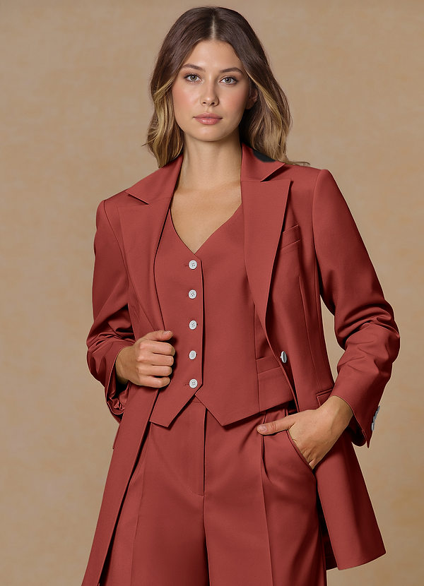 front Rowan Terracotta Refined Weave Performance blazer