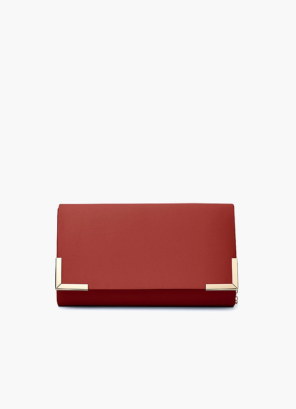 front Matching Color Matte Satin Envelope Clutch Bag
