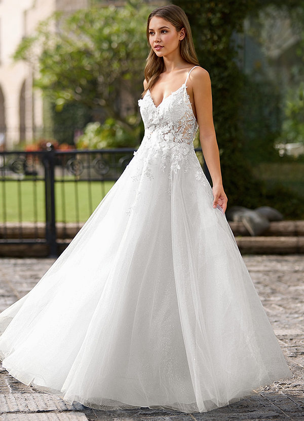 Filigreelace White 3D Floral Prom Dress image1