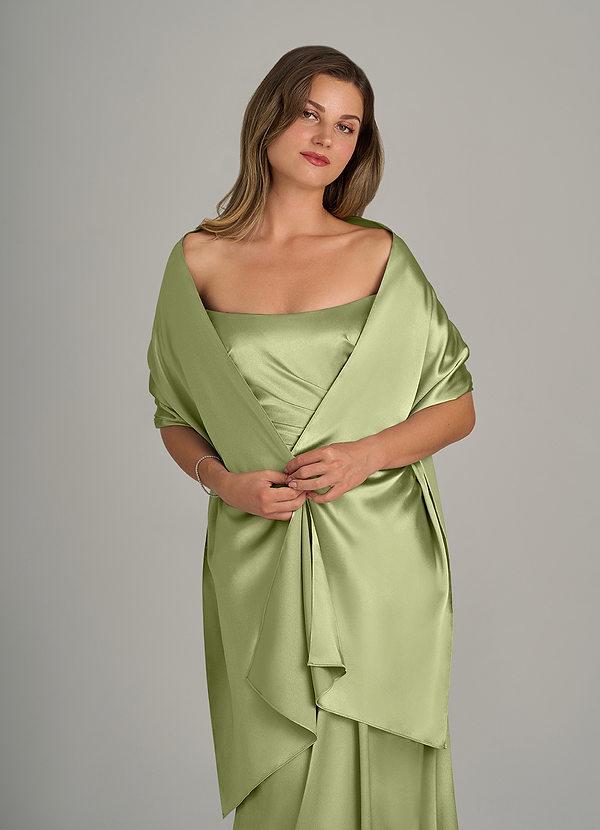front Azazie Matching Color Metallic Satin Shawl