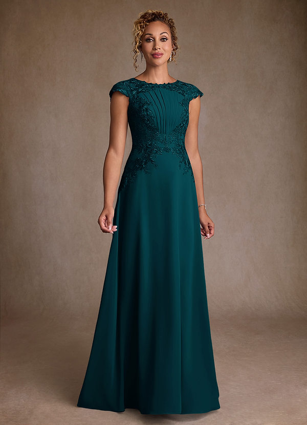 Azazie Christi Abiti da Mamma Sposa Abito A-Line in Chiffon Pizzo Pino image1