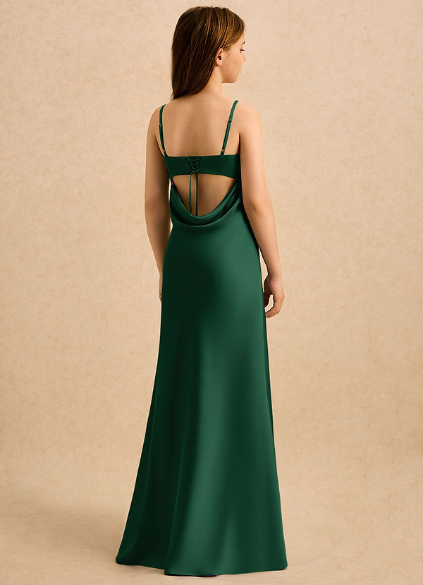 Azazie Mirabella Girls Formal Vestidos de Menina das Flores Vestido Verde Escuro de Cetim elástico de Justo com Decote Coração image1