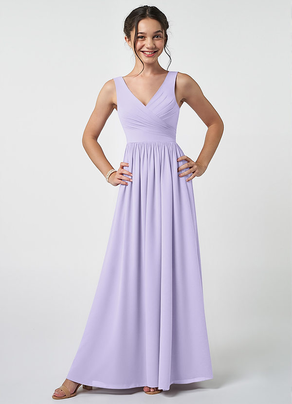 Azazie Keyla Junior Lilac A-Line Pleated Chiffon Dress image1
