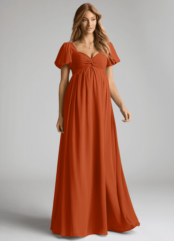 Azazie Madisynn Abiti da damigella premaman Abito Fiocco Chiffon Floor-Length image1