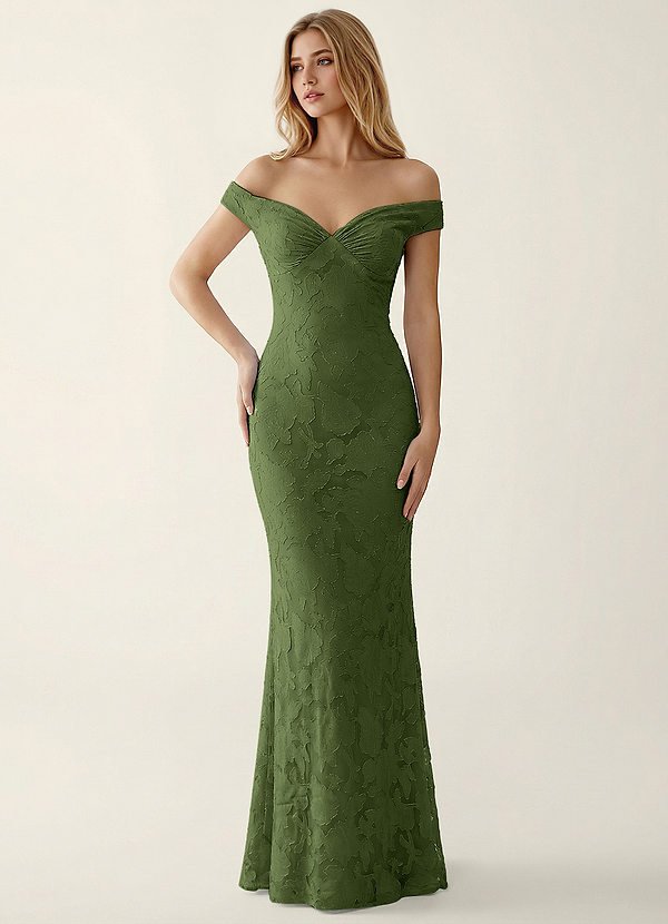 Golengy Olive Jacquard Prom Dress image1