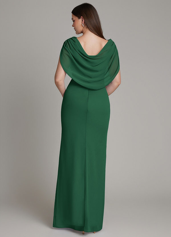 Azazie Hadley Robes Demoiselle d'honneur Robe Sirène en Mousseline de soie Plissée Vert Foncé image1