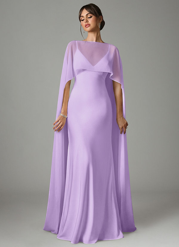 Azazie Stefania Robes Demoiselle d'honneur Robe Trapèze en Satin extensible Lilas image1