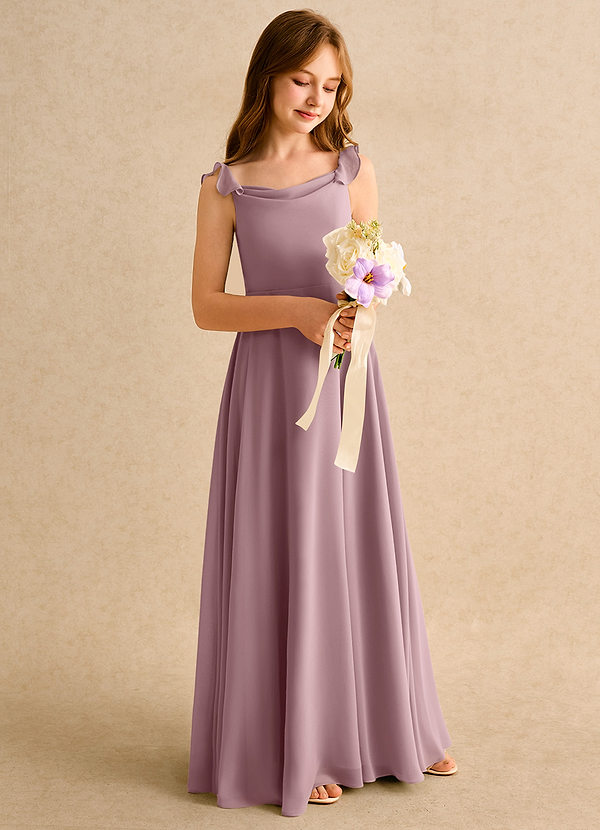 Azazie Puppy Girls Formal Flower Girl Dresses Dusty Rose A-Line Pleated Chiffon Dress image1