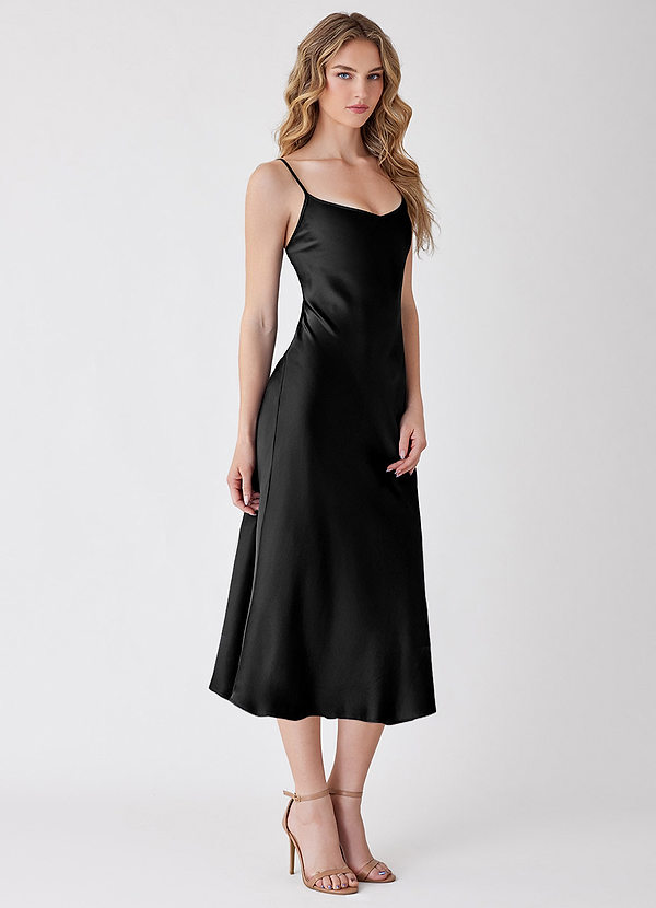 Thalassa Black 100% Washable Silk Slip Dress image1