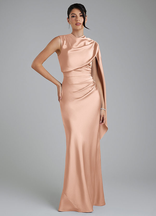 Azazie Taj Abiti da Damigella Abito Sirena in Raso Elasticizzato Corsetto Oro Rosa image1