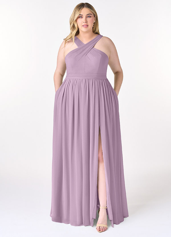 Azazie Elvira Bridesmaid Dresses Wisteria A-Line Pleated Chiffon Dress image1