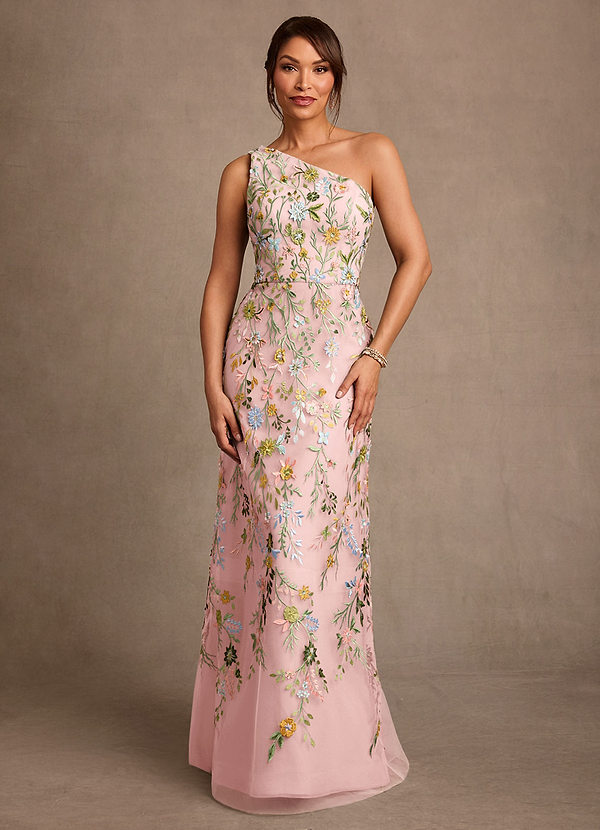 Azazie Bertie Mother of the Brides Dresses Powder Pink A-Line Lace Dress image1