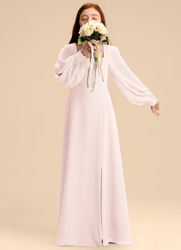 Azazie Bondi Junior Vestido de Pétalo De Rosa de Gasa de Corte en A con Blusón image1