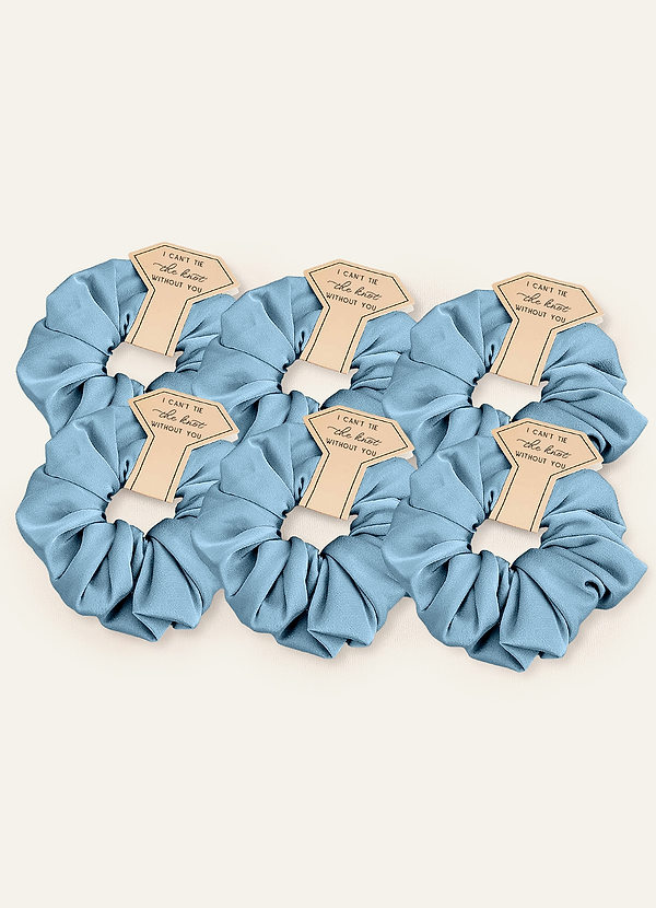 front Matching Color Six-Piece Bridesmaid Stretch Satin Over Size Scrunchie Set