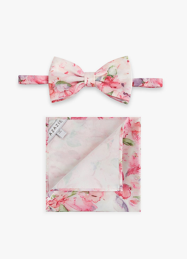 front Ensemble nœud papillon et pochette de costume en satin mat pour hommes