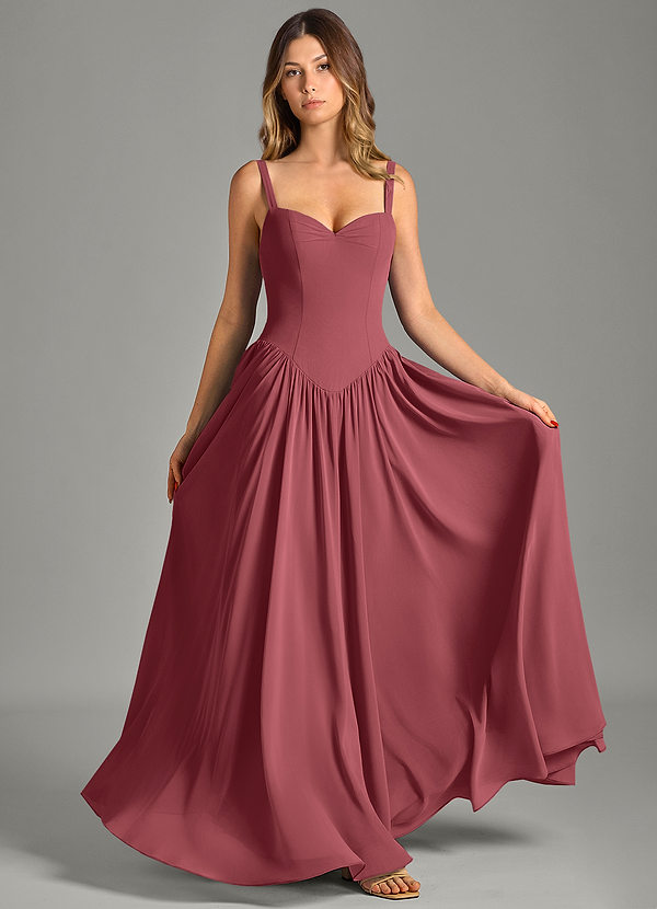 Azazie Evadina Suknie dla druhen Linia A Gorset Szyfon Do ziemi Sukienka image1