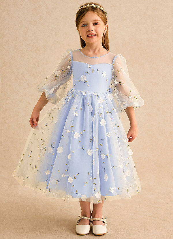 Azazie Elowen Flower Girl Dresses Lavender A-Line Sweetheart Neckline Lace Dress image1