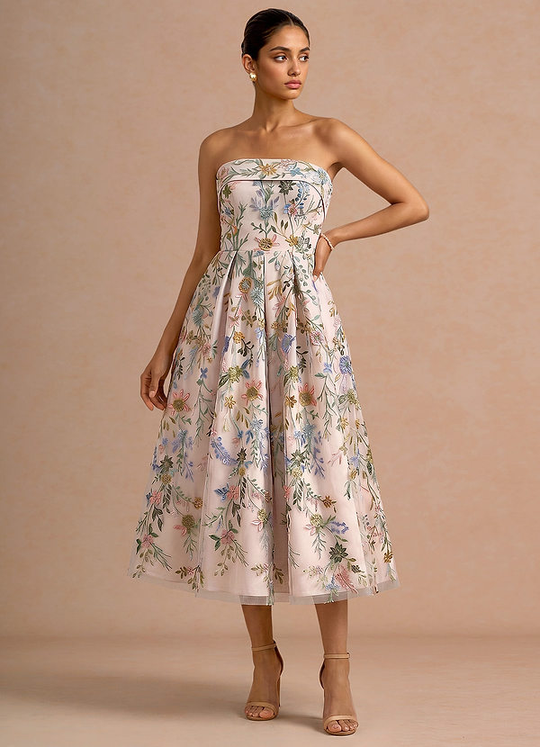 Evangeline Blush Pink Multi Midi Dress image1