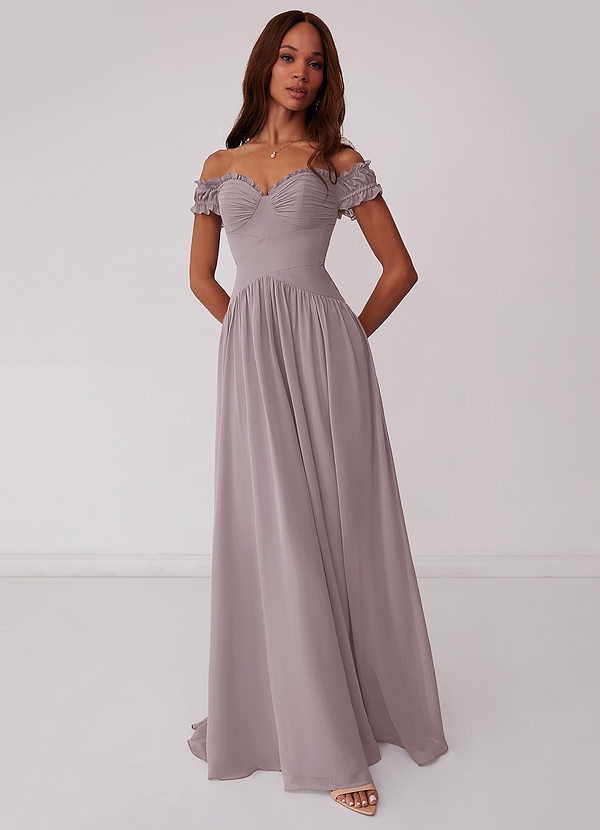 Barbie ♥ Azazie Bridesmaid Dresses Dusk A-Line Off the Shoulder Chiffon Convertible Dress image1