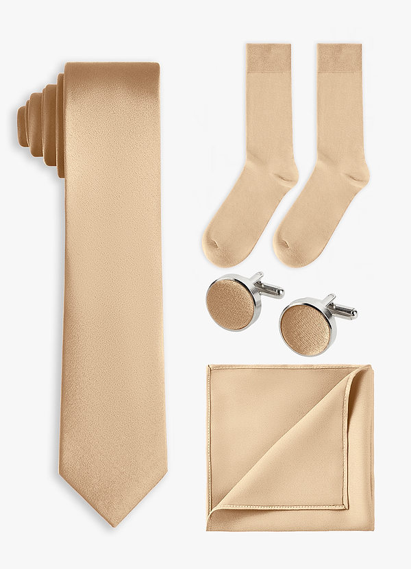 front Conjunto de 4 piezas de corbata fina de satén elástico en color a juego