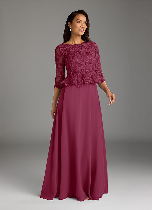 Azazie Averie Mother of the Brides Dresses Mulberry A-Line Boatneck Sequins Chiffon Dress image1