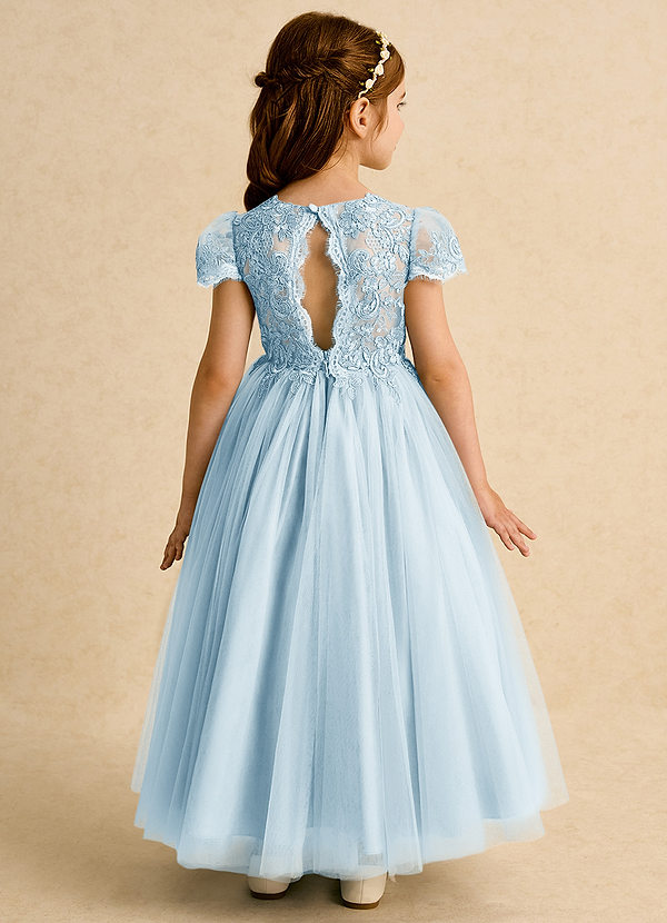 Azazie Puff Blumenkinder Kleider Ballkleid Spitze Tüll Kleid Himmelblau image1