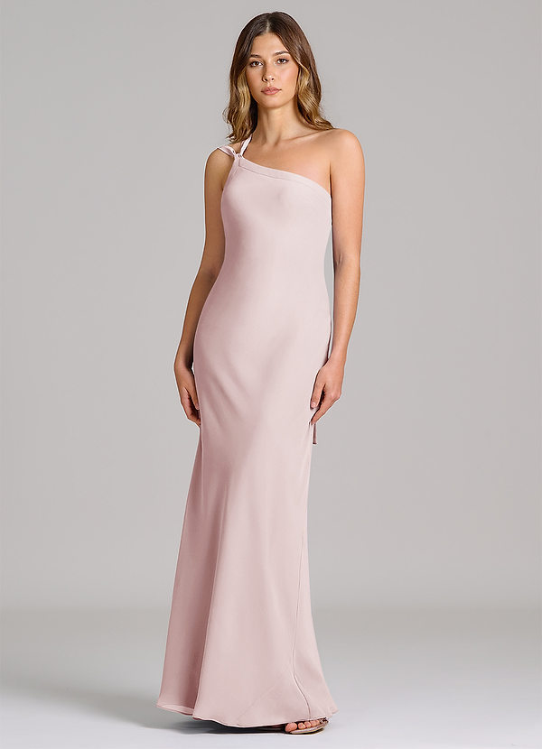 Azazie Monroe Suknie dla druhen Osłona Jedno ramię Szyfon Do ziemi Sukienka image1