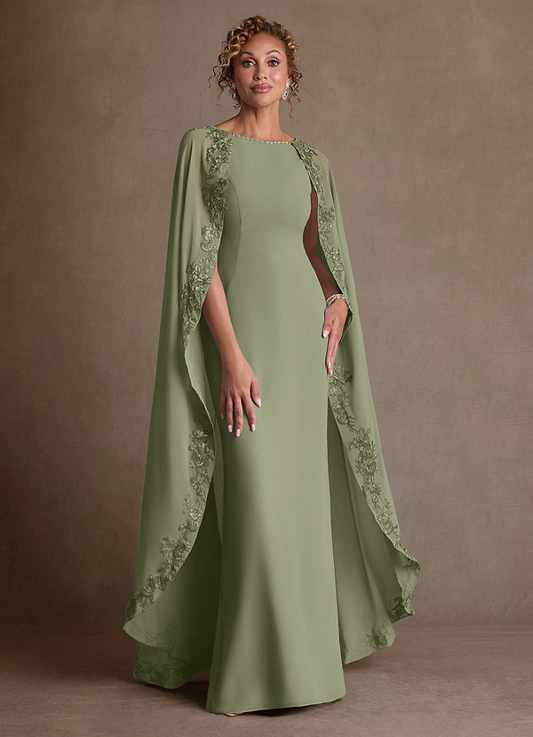Azazie Artemisia Vestidos de Madre de la Novia Vestido de Pistacho de Gasa de Corte Recto con Encaje image1