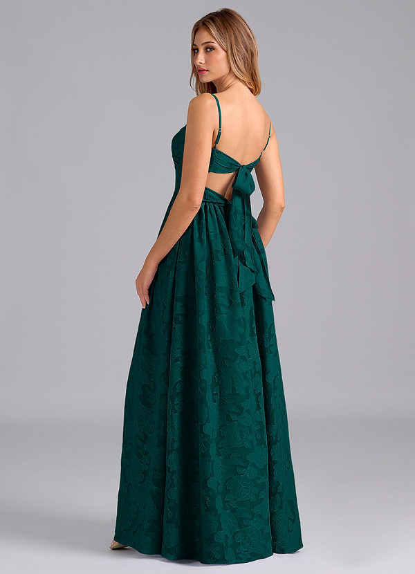 Azazie Zeya Bridesmaid Dresses Pine A-Line Bow Floral Burnout Dress image1