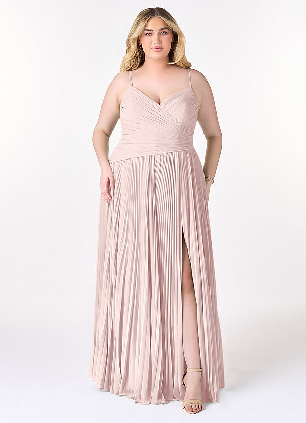 Azazie Vini Bruidsmeisjes Jurken Jurk van Chiffon met A-Lijn V-hals geplooid Blozend Roze image1