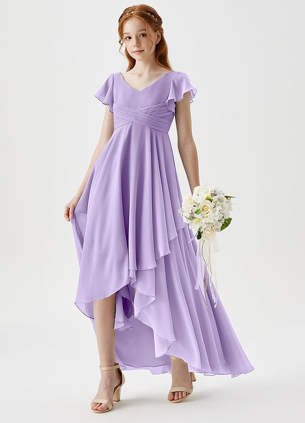 Azazie Caria Junior Lilac A-Line Pleated Chiffon Dress image1