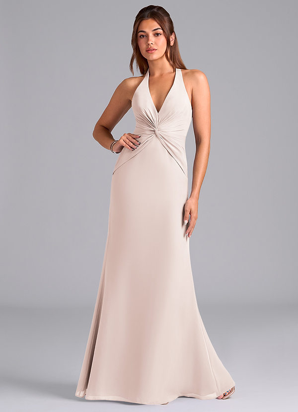 Azazie Valerie Vestidos Dama de Honor Vestido de Pétalo De Rosa de Gasa de Corte Sirena con Plisado image1
